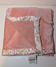Modern Moments Gerber Plush Baby Blanket Satin Trim Sherpa Floral 30"x40"