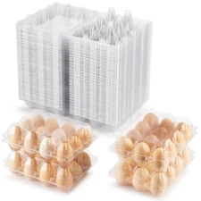 100 Packs 12 Count Clear Plastic Egg Cartons, 3 * 4 Grids Design, Perfect for...