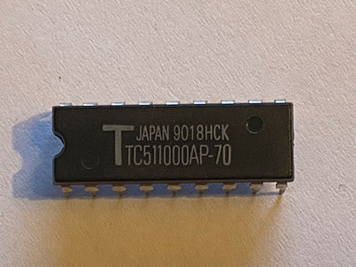 Toshiba TC511000AP-70 1Mbit CMOS DRAM Dynamic RAM 1Mx1-Bit 70ns IC Chip DIP-18