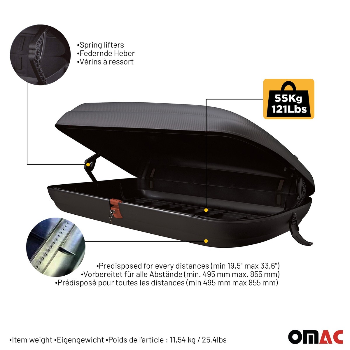 OMAC Dachbox 320 Liter TÜV - Wasserdichter Dachkof Produktbild-Vorschau 8