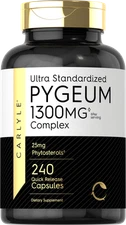Pygeum 1300mg | 240 Capsules | Non-GMO & Gluten Free Bark Extract | by Carlyle 