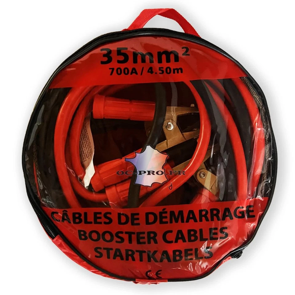 CABLES DE DEMARRAGE PRO 35mm² 4.5 Mètres PINCES BRONZE 700A MAXI - Photo 2/2