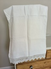 1 x Vtg White  Irish Linen& Lace   Bolster Pillowcase   80" x 19"