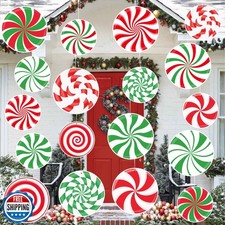 18 PCS Large Outdoor Christmas Ornaments, Double Sided Candy Chri