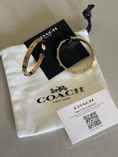 COACH NY GOLD TONE PEGGED HOOP EARRINGS 2 
