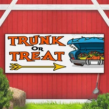 Trunk Or Treat Arrow Indoor Outdoor Banner Sign with grommets