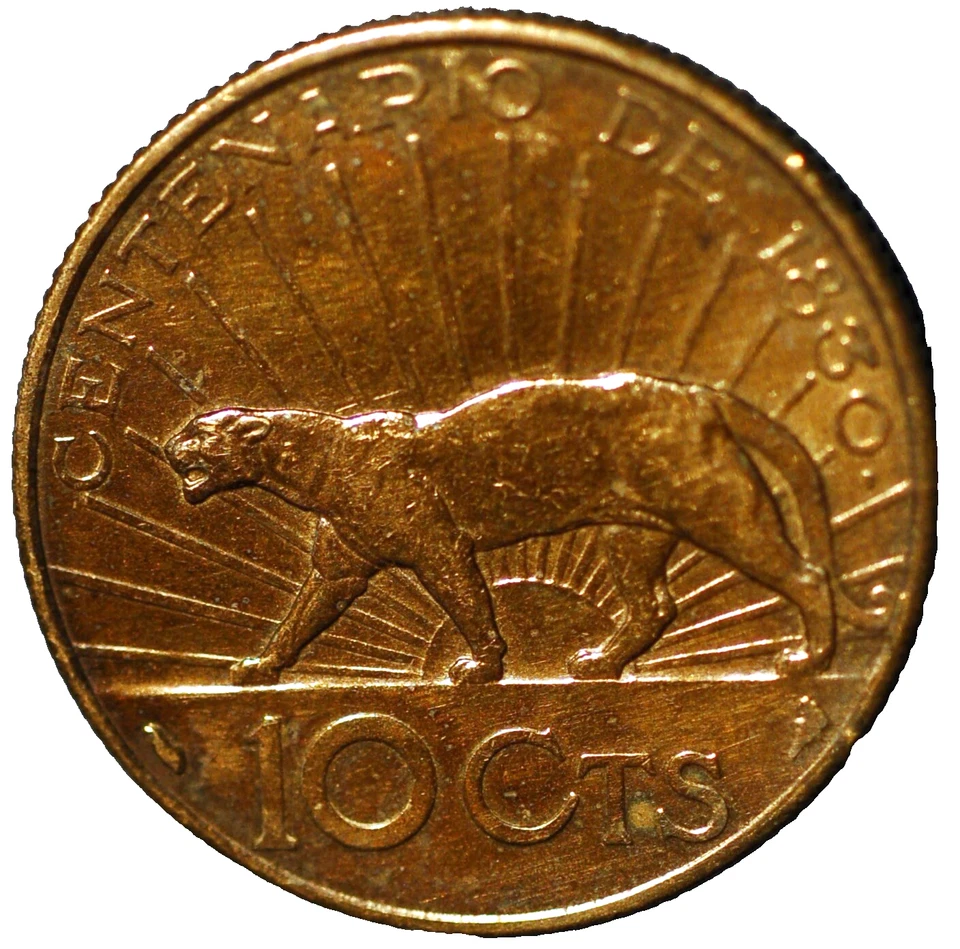 Uruguay 10 Centesimos 1930 KM# 25 - Image 2 of 2