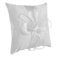 Wedding Ring Bearer Pillow Cushion With Chic Pearl Flower Decoration 15 x 15 cm