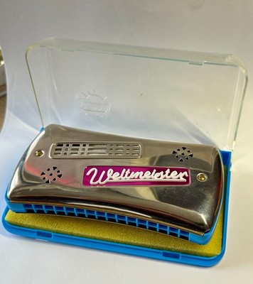 Weltmeister Vermona Mundharmonika   DDR Vintage   mit Originalbox   guter Zustan