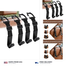 Universal Car Headrest Hooks 4 Pack, Adjustable Seat Back Organizer Hanger wi...