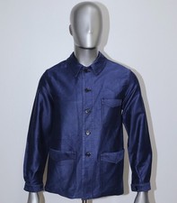 New 1950s Blue Moleskin Work Chore Jacket V Pockets LE FORTEX S/M Made in France