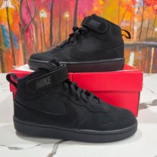 Nike Court Borough Mid 2 GS Triple Black Size 5Y Kids, 6.5 Women's CW5867-001