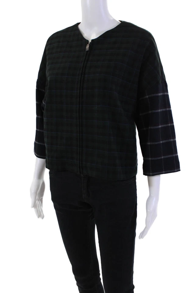 Blusa Band Of Outsiders para mujer cuello redondo mangas cortas multicolor a cuadros talla S Foto 2 de 4