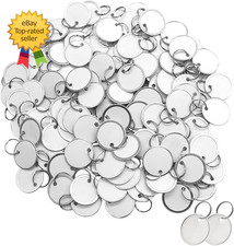 100PCS Metal Rim Key Tags 126 Inch Round Blank Paper Labels with Split Rings Set