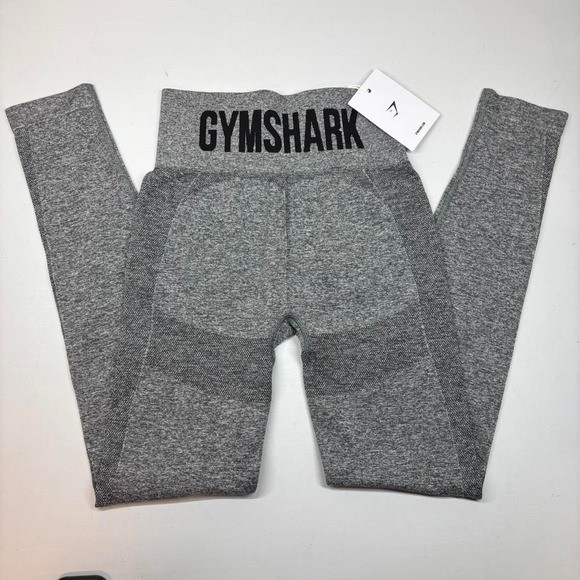 Gymshark Flex High Waisted Leggings Charcoal Marl Womens Small Spell Out NWT