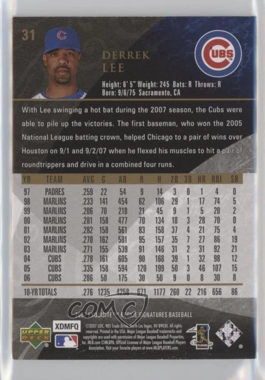 2007 Upper Deck Exquisite Rookie Signatures /99 Derrek Lee #31 - Image 2 of 2