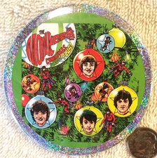 The Monkees Band JUMBO PIN BUTTON Davy Jones Christmas Tree Ornament Cyber Gift