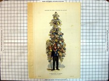 Antique Old Print Costumes Paris Le Marchand De Paniers Man Carrying Baskets