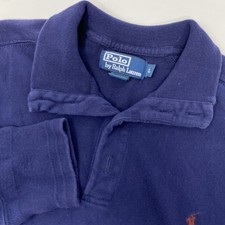 Polo Ralph Lauren Men's L Navy Blue 4 Button Long Sleeve Pullover Polo Sweater