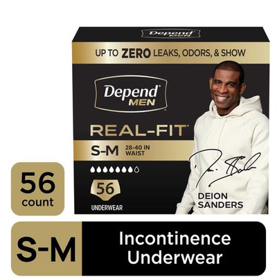 Depend Real Fit Incontinence Underwear for Men, Adult Diapers, S/M, Grey, 56 Cou