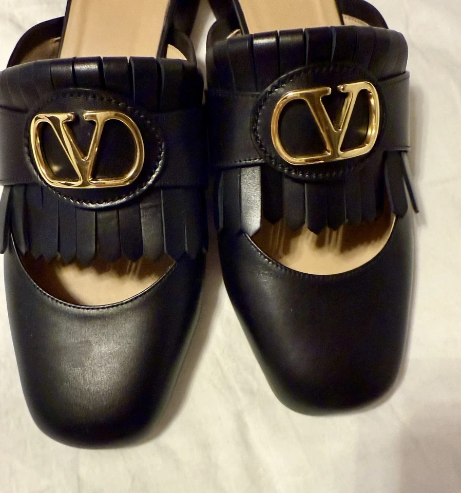 Valentino Garavani V 徽标签名皮革一脚蹬骡子尺寸 38.5 — 第 2/4 张图片