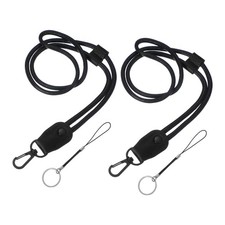 Leather Neck Lanyard, Lanyard with Metal Clasp - 2Set Black 