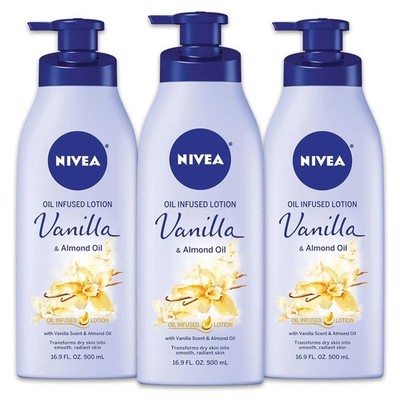 Nivea Oil Infused Vanilla Almond Oil Body Lotion 24Hr Moisturizer Pack Of 3