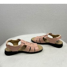 Dr Scholls Womens Pink Leather Strappy Flat Sandals Size 7M