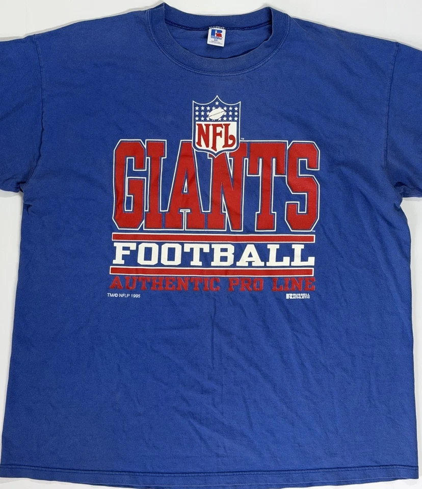 Camiseta Vintage New York Giants Azul Años 90 - 1995 - Hecha en EE. UU. - Para Hombre Talla 2XL Foto 2 de 4