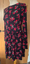 Primark Cares Black Floral Long Sleeve Ruffle Smock Dress UK 12