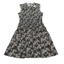 NWT Madewell Smocked Crewneck Mini Dress Sz 10 Harper Ditsy Floral Black White