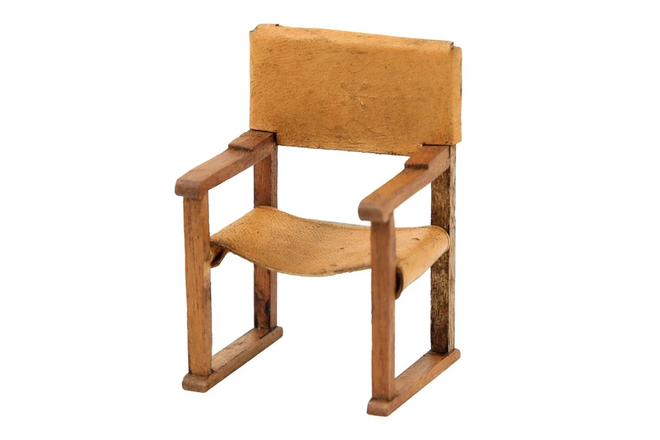 Dolls House Mexican Hacienda Leather Spanish Colonial Armchair Dining Furniture - Image 1 of 1