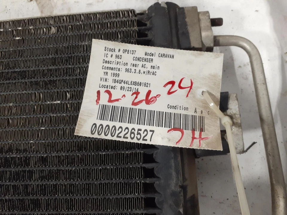 Used A/C Condenser fits: 1999 Dodge Caravan w/rear AC main Grade A - Image 3 of 4
