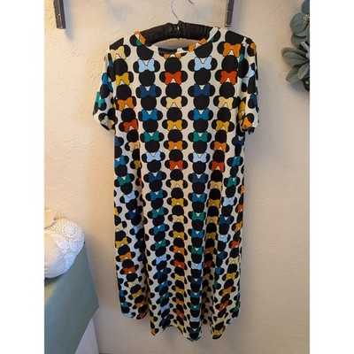 LuLaRoe Disney Minnie Mouse Bow Print T Shirt Dress Women's Size M