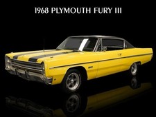 1968 Plymouth Fury Iii In Yellow Black New Metal Sign 9x12 Free Ship