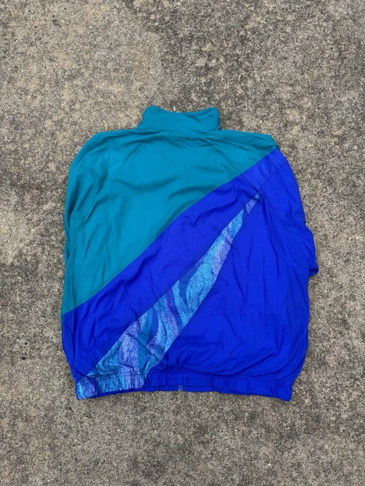 Vintage Reebok Blue and Green Windbreaker Jacket 80’s 90’s Zip Up Sz XL - Image 3 of 3