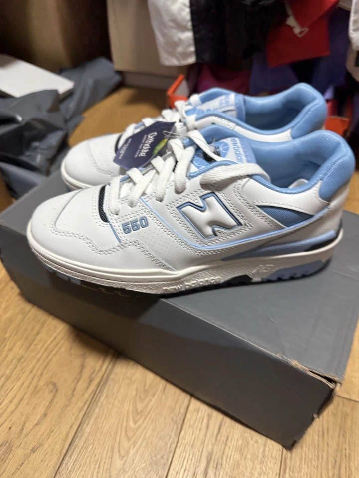 New Balance BB550 Trainers Sneakers Blue White UK 4 Brand New In Box - Image 2 of 4