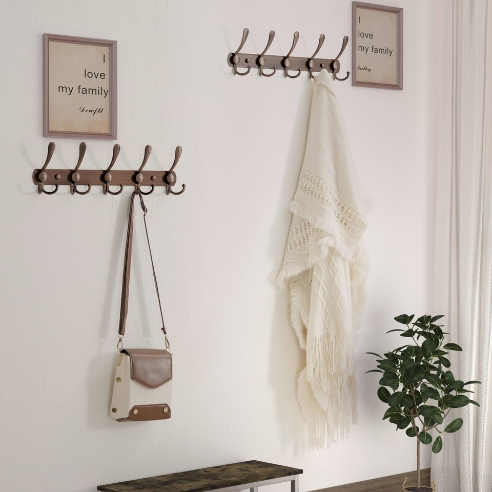 Wall Mounted Coat Rack - 5 Tri Hooks, Heavy Duty, Stainless Steel ...