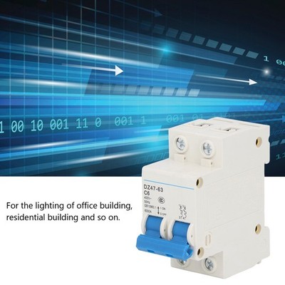 Circuit Breaker Mini 2P MCB DIN Rail Mount 6000A Breaking Capacity 400V 6A Für
