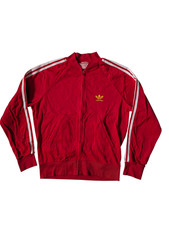 Vintage 70/80s Adidas Ventex Red Track Jacket Yellow Trefoil, Size XS, Superstar