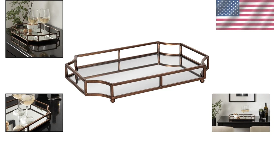 Glamorous Bronze Scalloped Tray: Modern Decor - Image 2 of 4