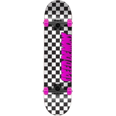 Speed Demons Checkers Complete Skateboard - Black/Pink 7.75''