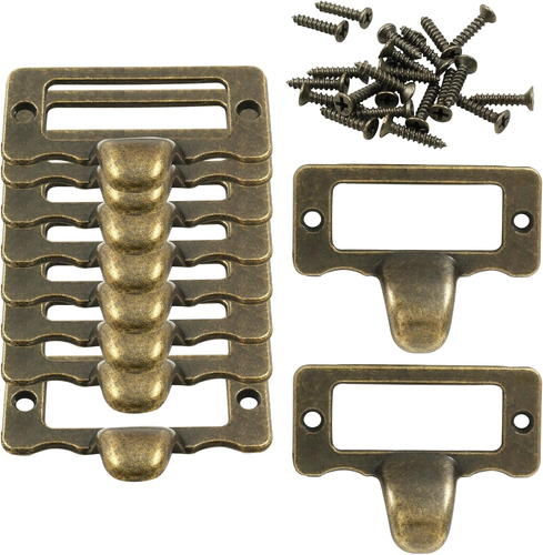 10 soportes de etiquetas de bronce vintage para gabinetes y cajones - Juego de 10 piezas - Imagen 11 de 12