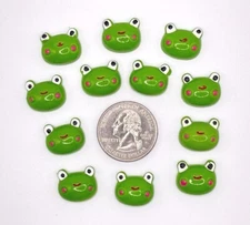 12 pcs x 6/8" Hand Painted Resin Frog Head Flatbacks/Cabochons/Cute SB302