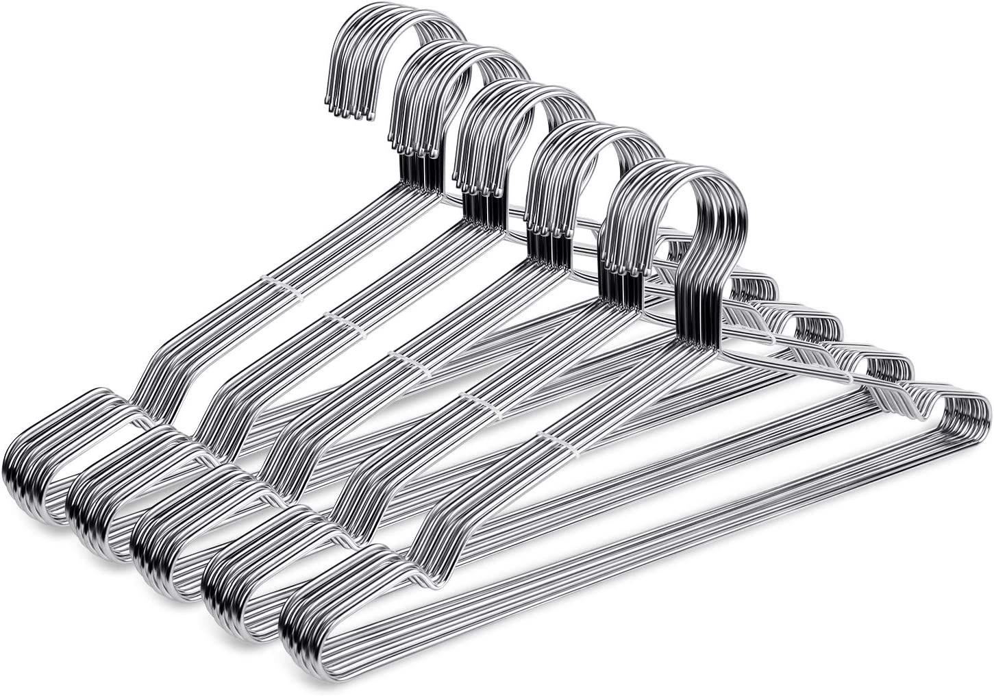 50 Heavy Duty 17.7 Inch Stainless Steel Wire Coat Hangers-image