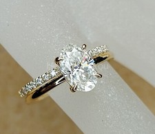 1ct Oval Cut Simulated Diamond Bridal Set Solitaire Ring 14k Yellow Gold Plated