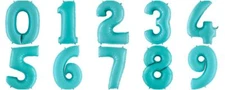 40" PASTEL BABY BLUE LARGE NUMBER FOIL BALLOONS HELIUM 0-9 AGE BIRTHDAY PARTY