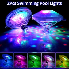 2Pcs Underwater LED Glow Lights Swimming Floating for Pool Pond Hot Tub Spa Lamp