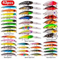 43Piece Fishing  Kit Soft Hard Fishing  Baits Set with Hooks for M5S5