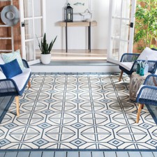 SAFAVIEH Indoor Outdoor CY7017-258 Courtyard Beige / Navy Rug